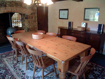 The dining room at Travellers Rest cottage, Snowdrop Valley, Timberscombe, Exmoor