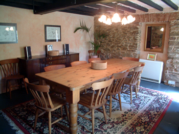 The dining room at Travellers Rest cottage, Snowdrop Valley, Timberscombe, Exmoor