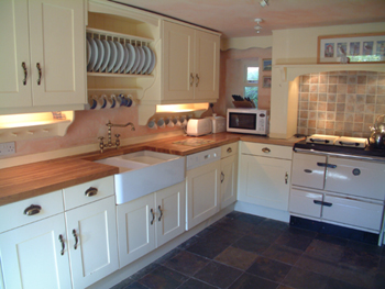Fully fitted kitchen at Travellers Rest cottage, Snowdrop Valley, Timberscombe, Exmoor